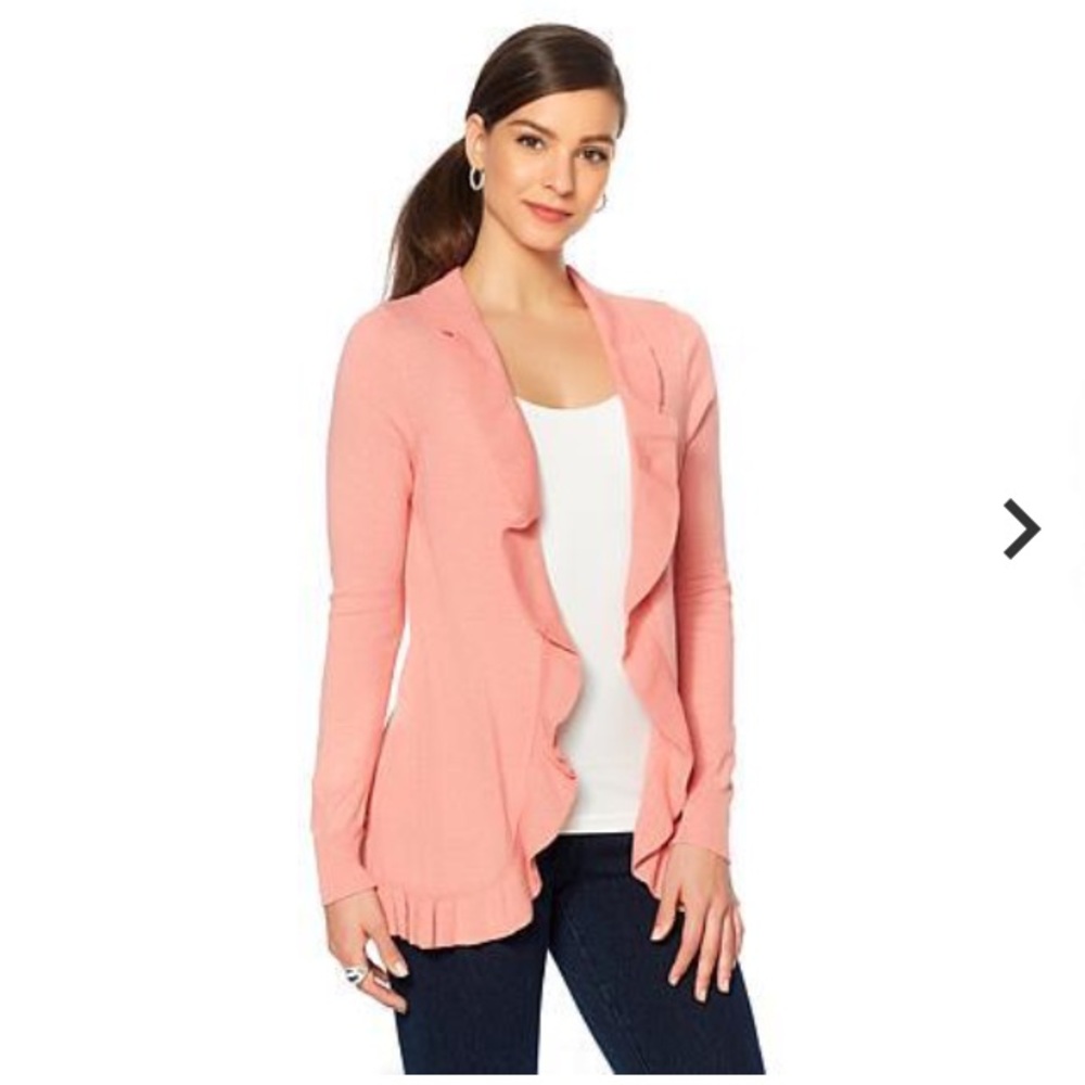 NWT Lysse Ruffle Edge Cardigan Size M, Brightrose